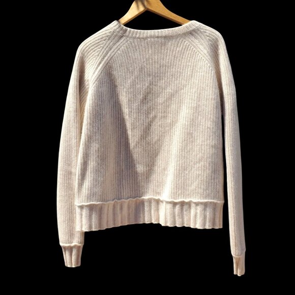 Brazeau Tricot 100% Cashmere Boxy Pullover Sweater Ivory Malibu L XL - Picture 4 of 12